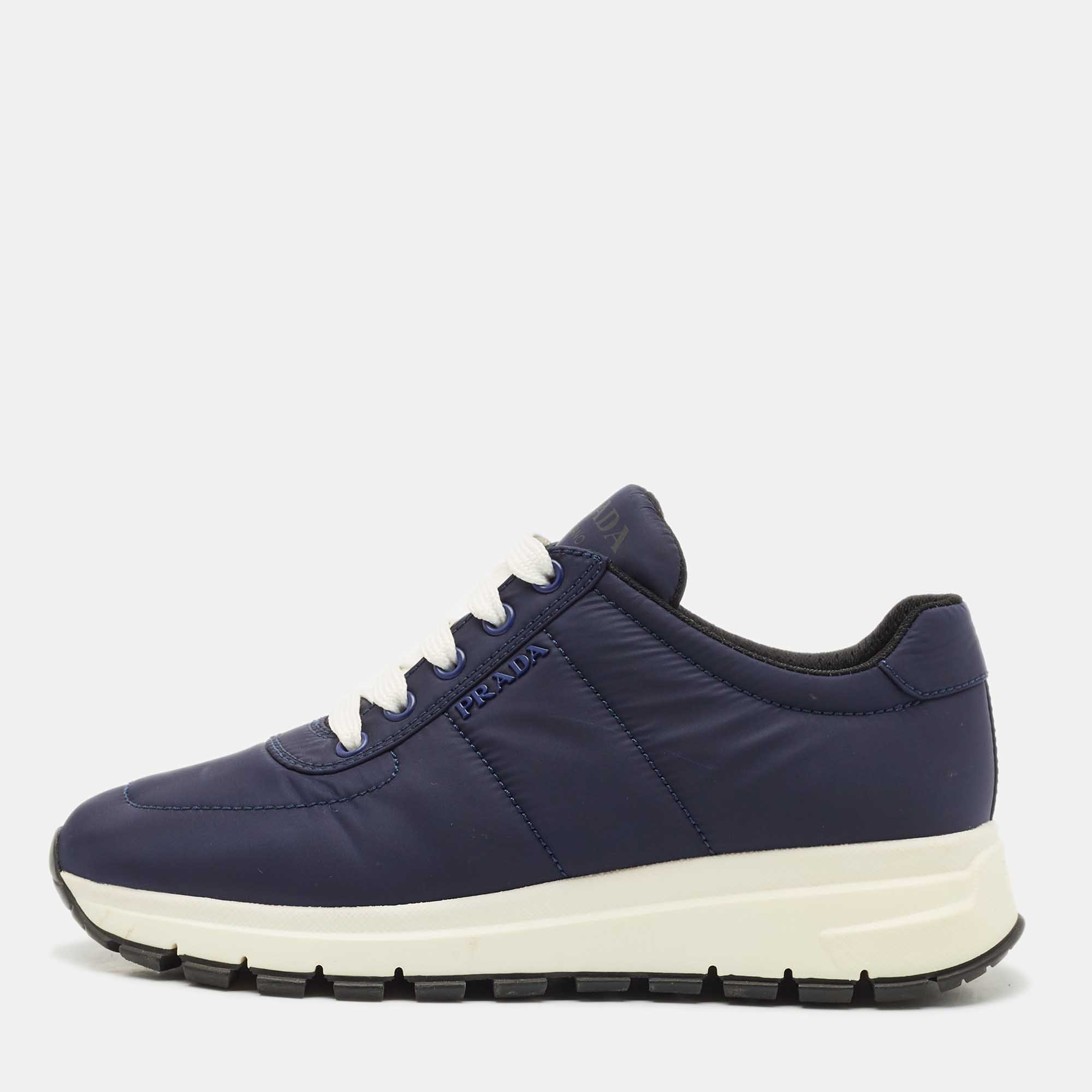 

Prada Navy Blue Nylon Prax 01 Low Top Sneakers Size