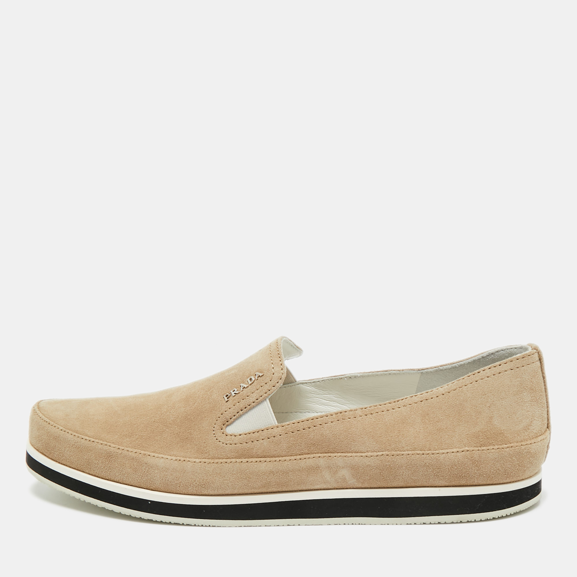 

Prada Sport Grey Suede Crystal Embellished Slip On Sneakers Size