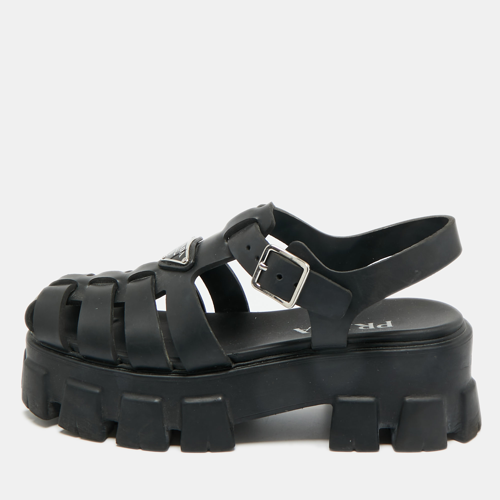 

Prada Black Rubber Monolith Platform Sandals Size