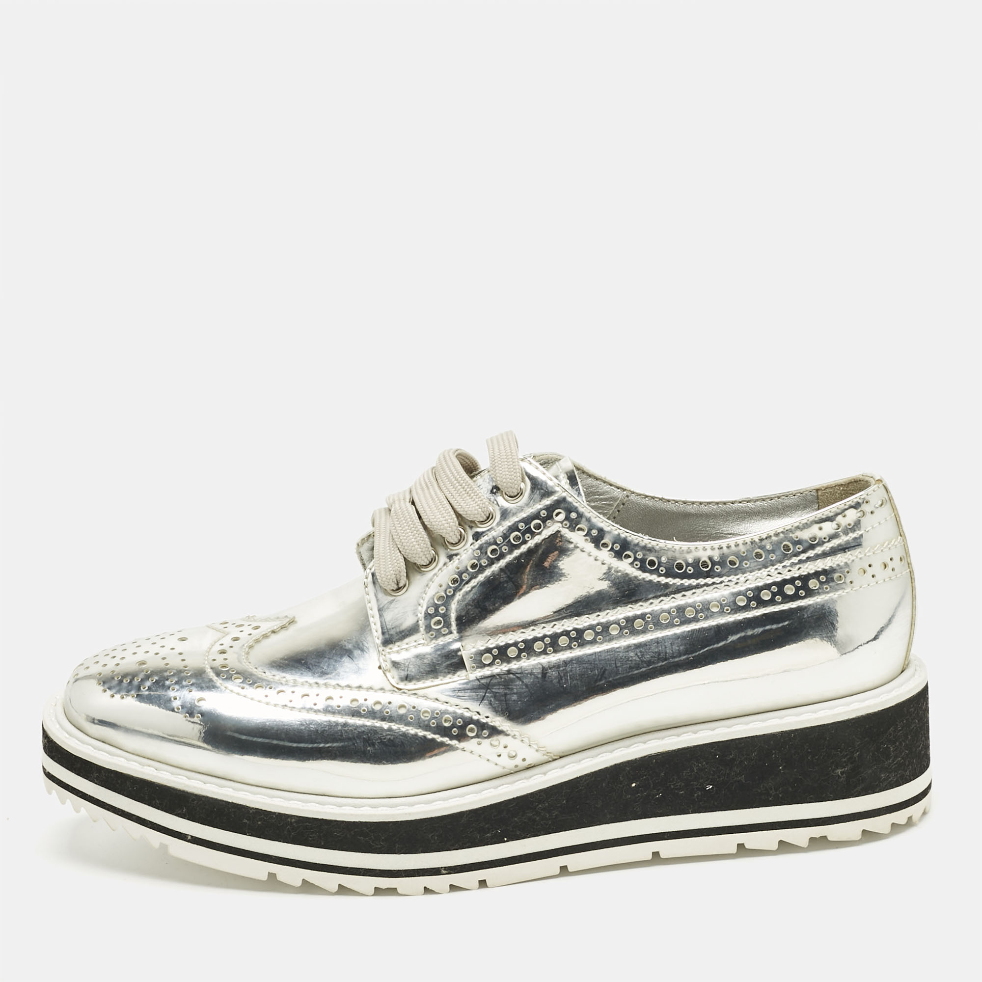 

Prada Silver Patent Leather Derby Sneakers Size