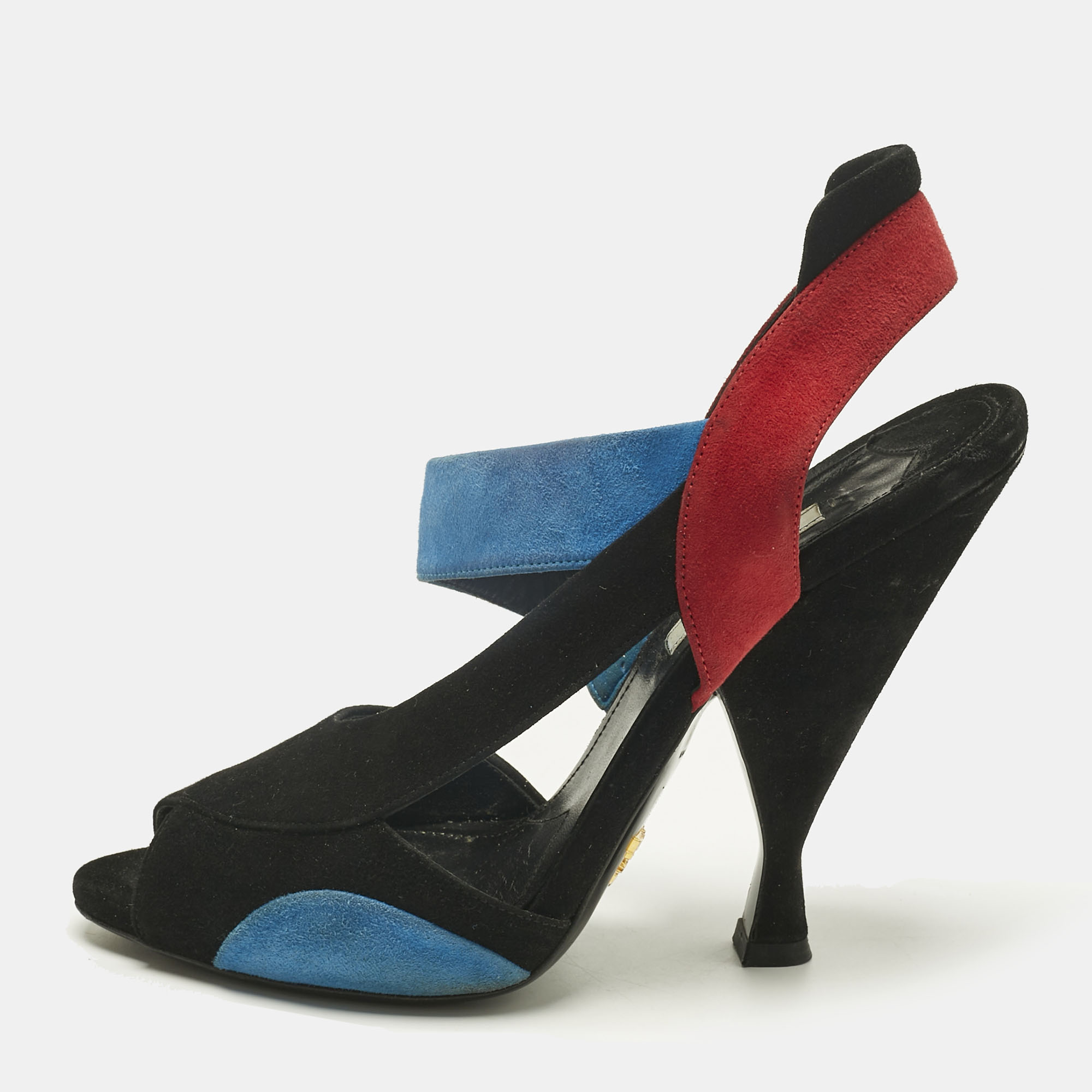

Prada Multicolor Suede Slingback Sandals Size