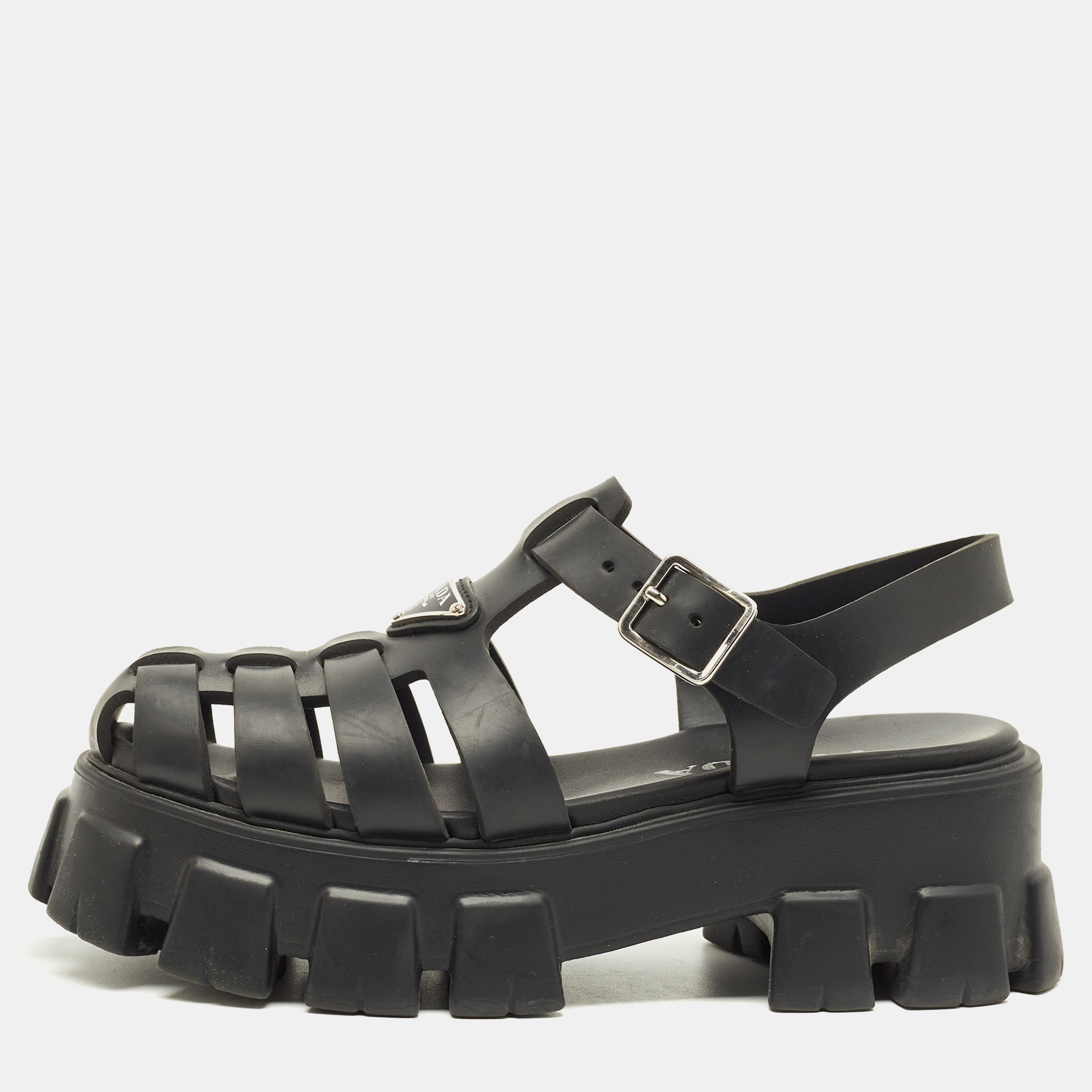 

Prada Monolith Size  Black Rubber Platform Sandals