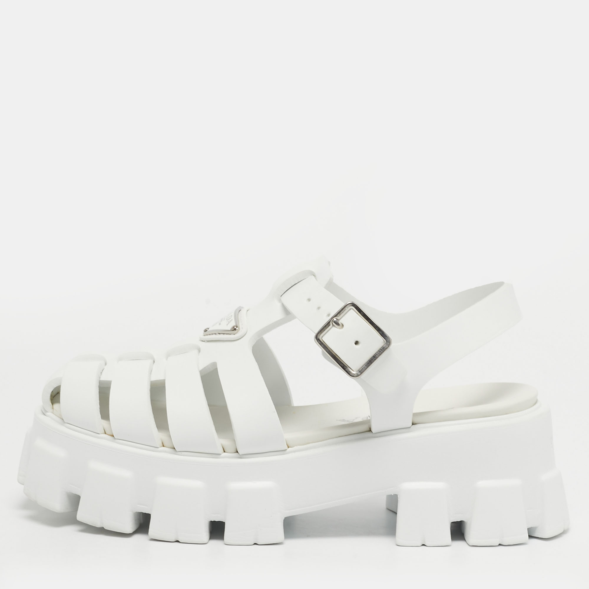 

Prada Monolith Size  White Rubber Platform Sandals