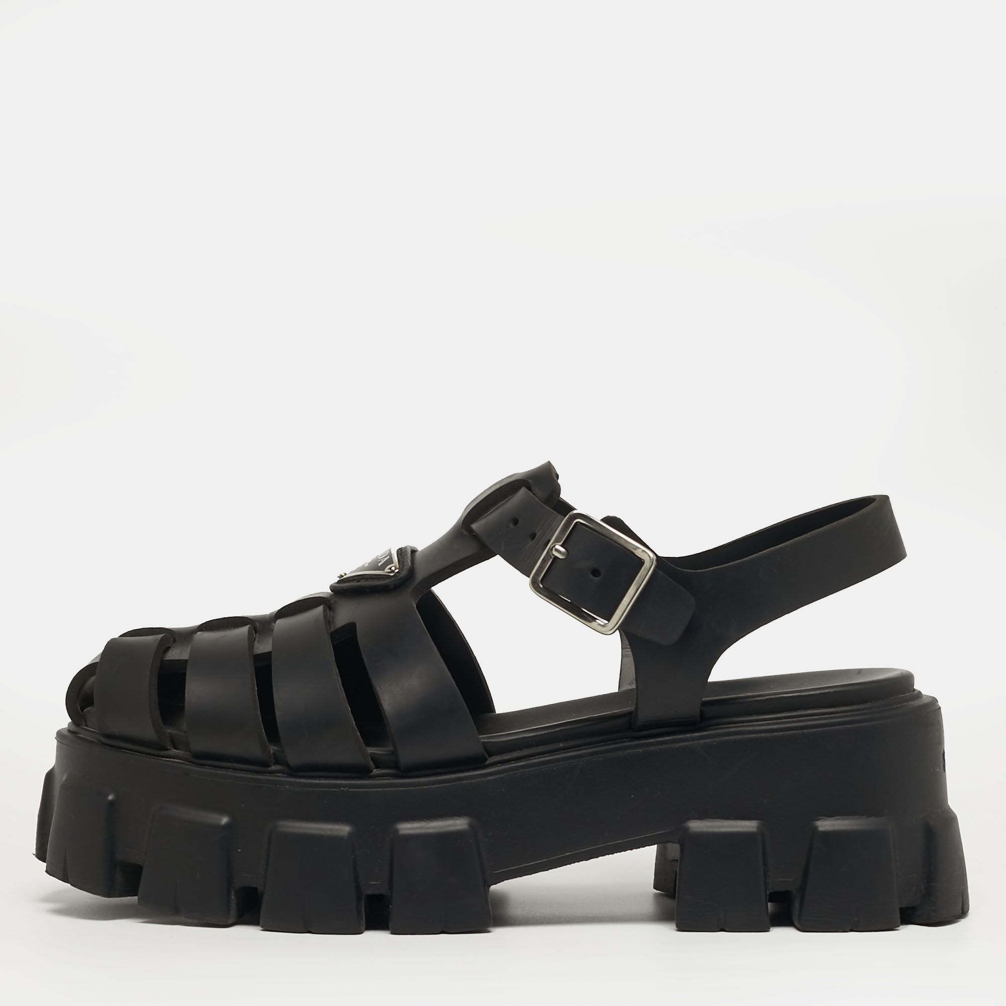 

Prada Monolith Size  Black Rubber Platform Sandals