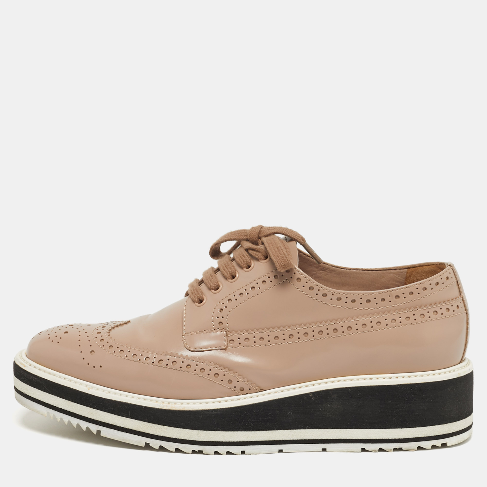 

Prada Size  Beige Leather Oxford Sneakers