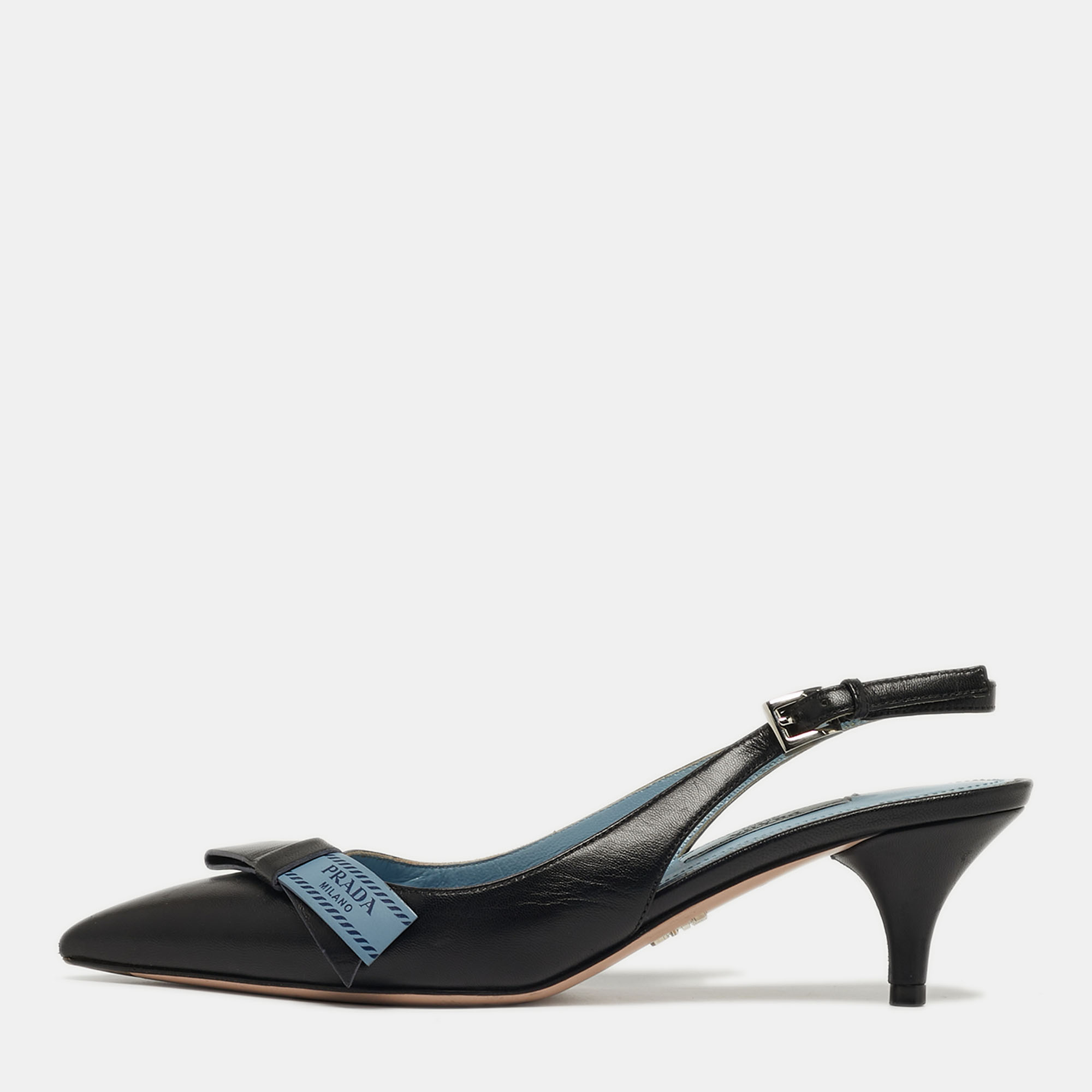 

Prada Size  Black Leather Slingback Pumps