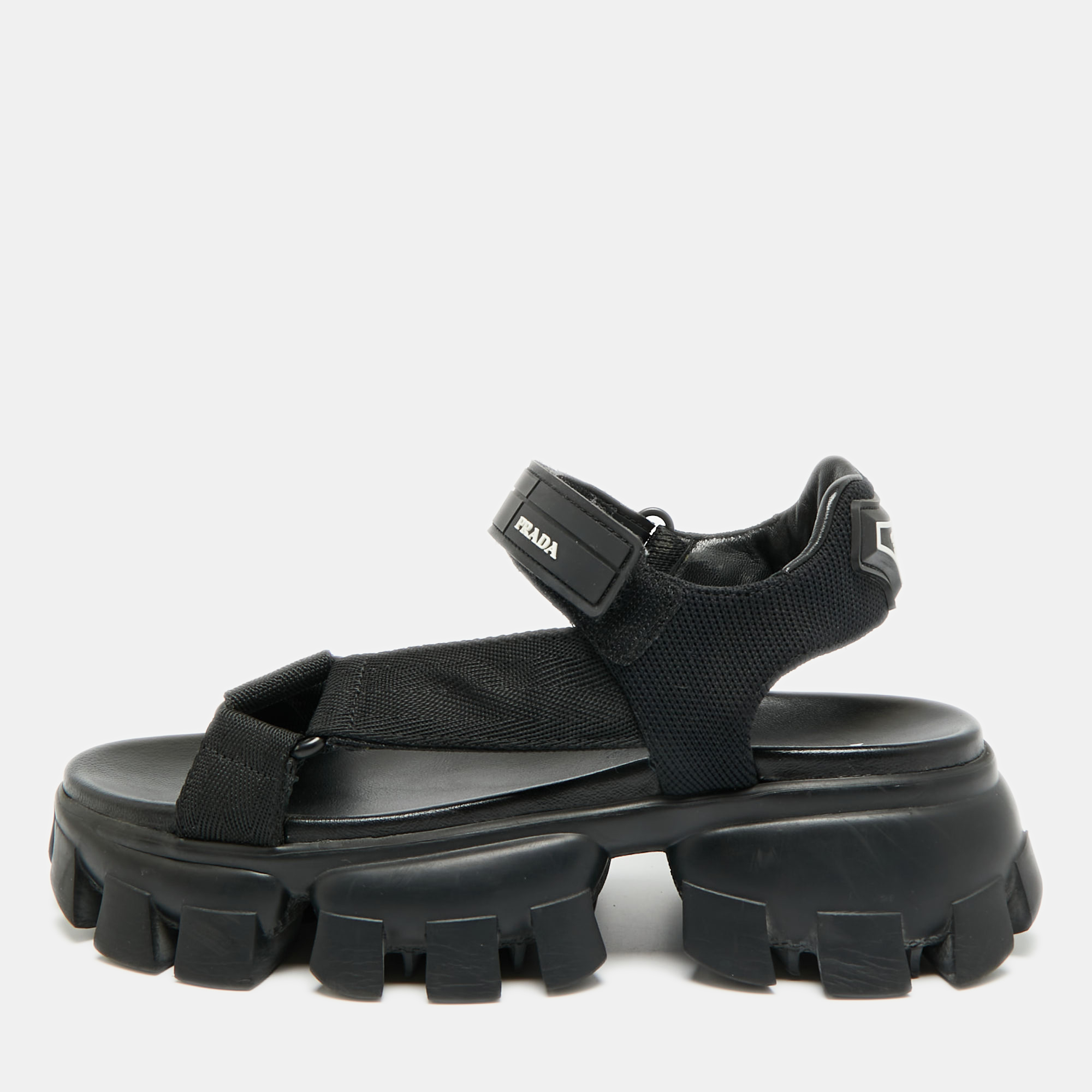 

Prada Cloudbust Thunder Size  Black Canvas Platform Sandals