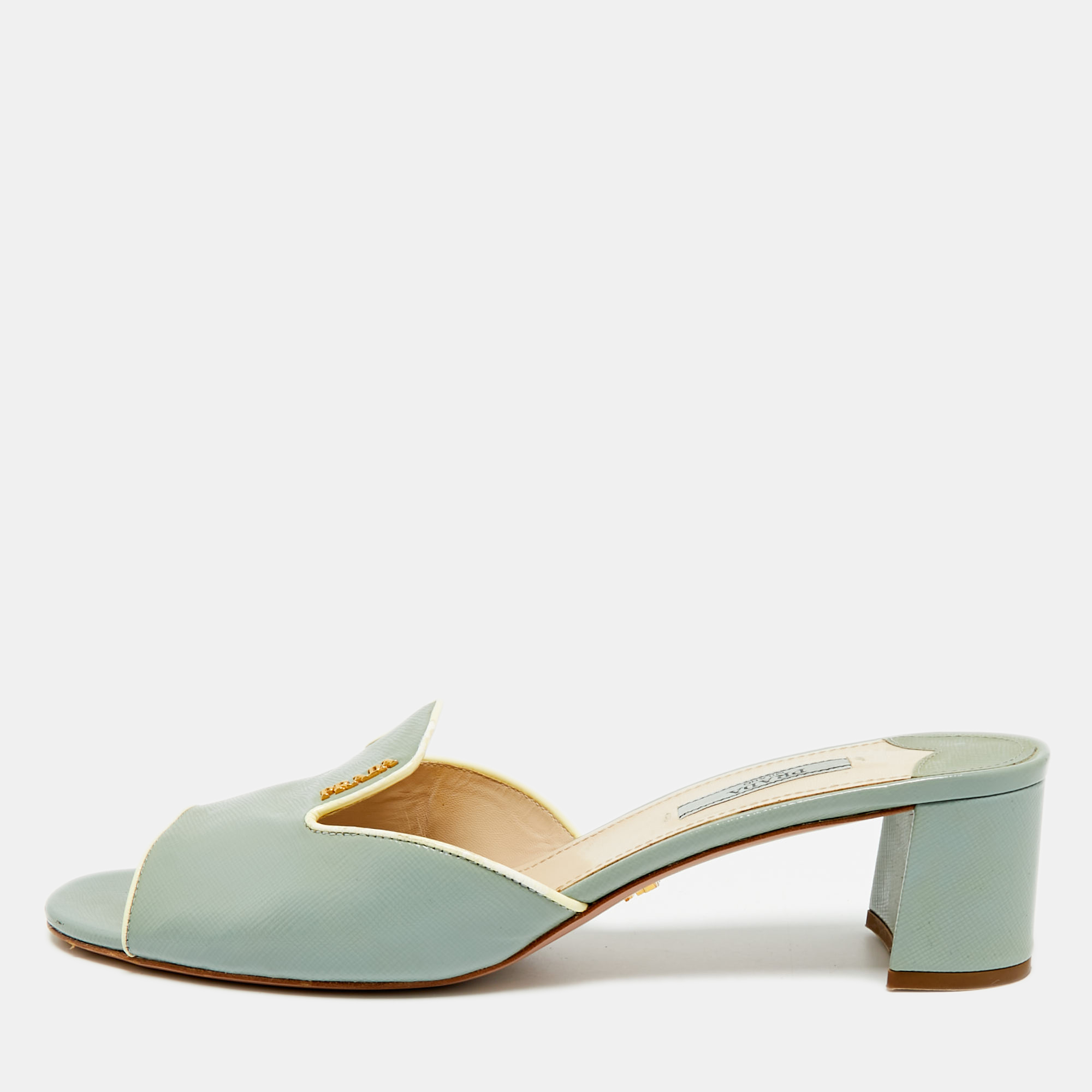 

Prada Size  Blue Saffiano Leather Slide Sandals