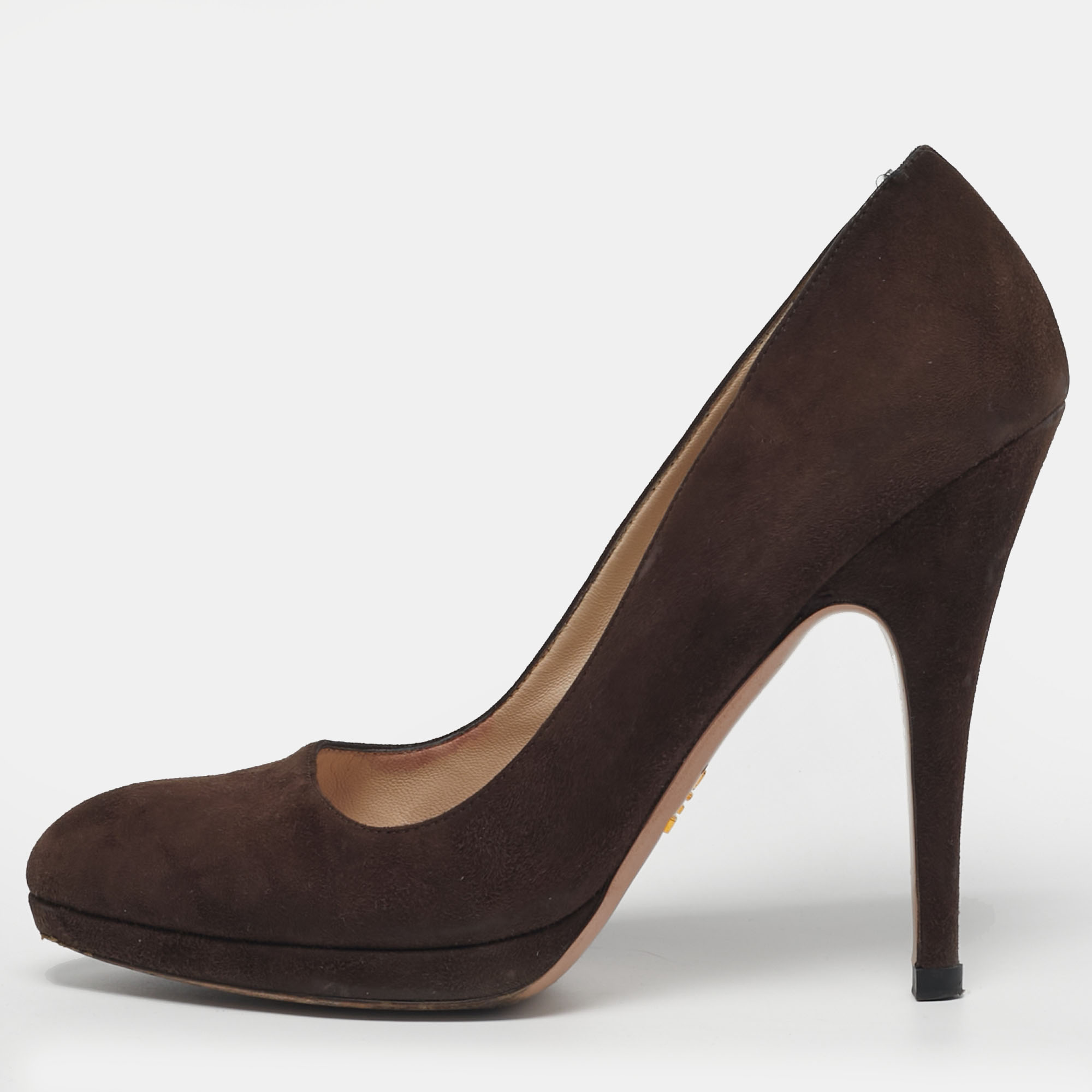 

Prada Size  Brown Suede Platform Pumps