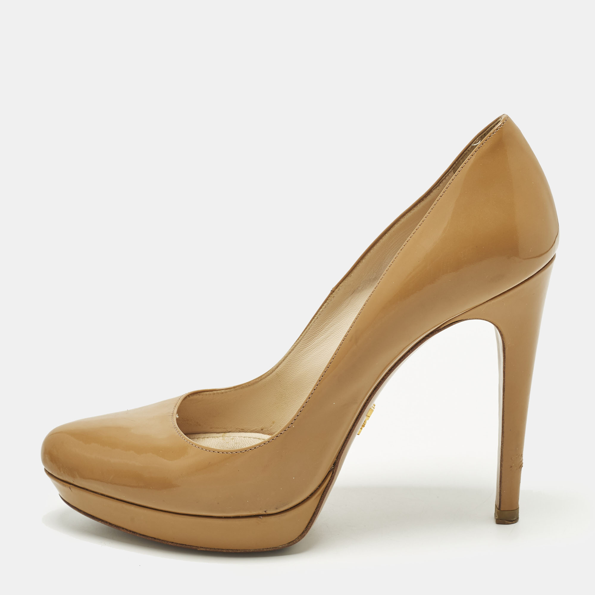 

Prada Size  Beige Patent Leather Platform Pumps