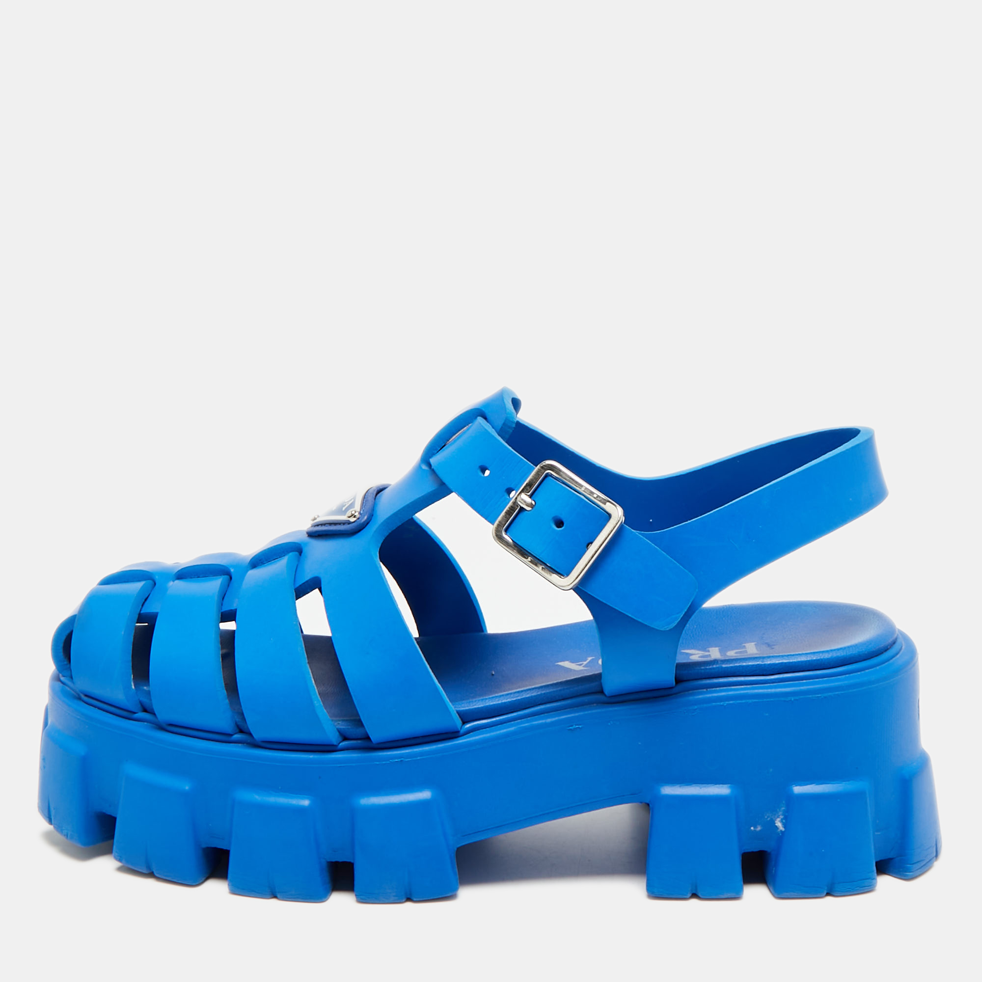 

Prada Monolith Size  Blue Rubber Platform Sandals