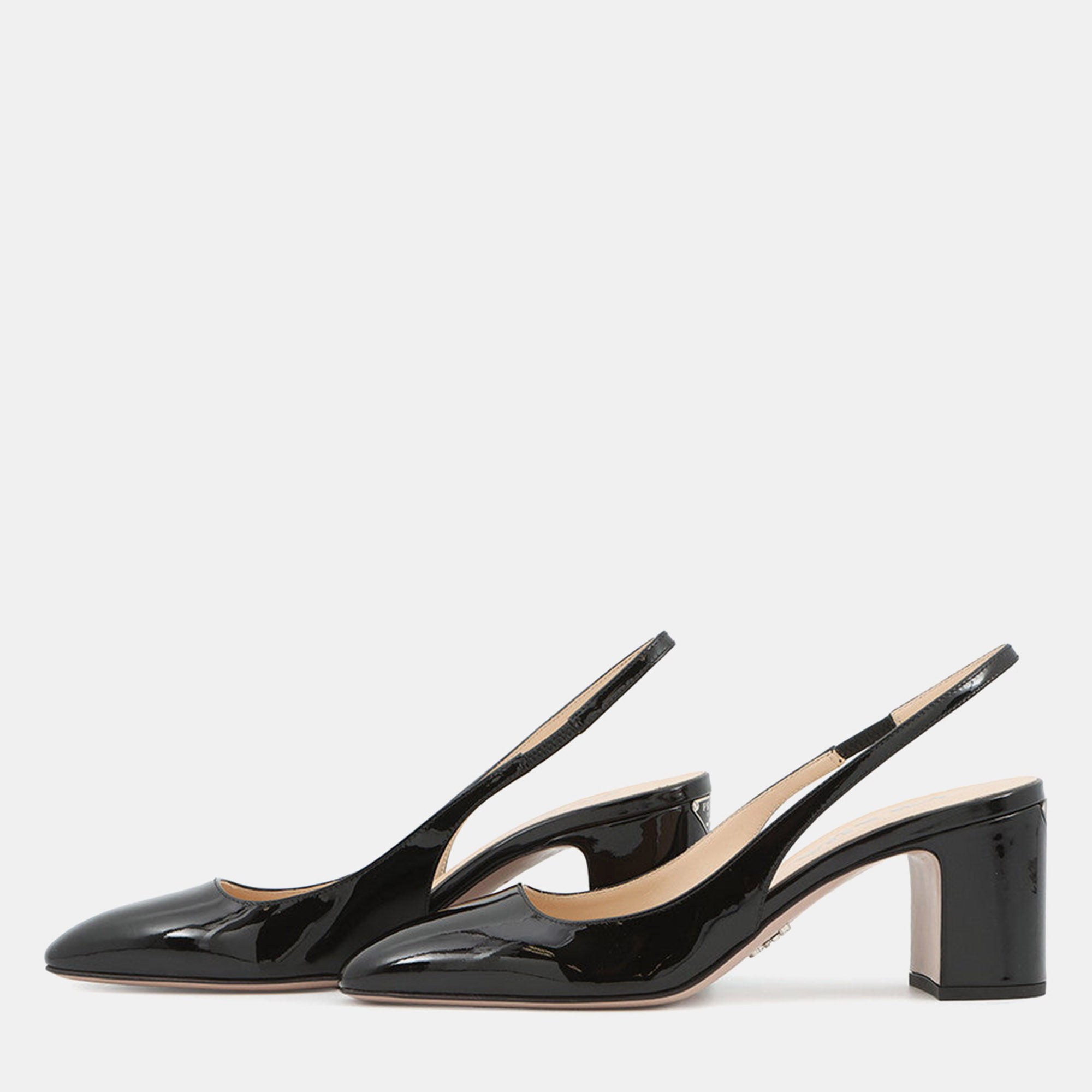 

Prada Slingback Pumps Black Patent Leather Size