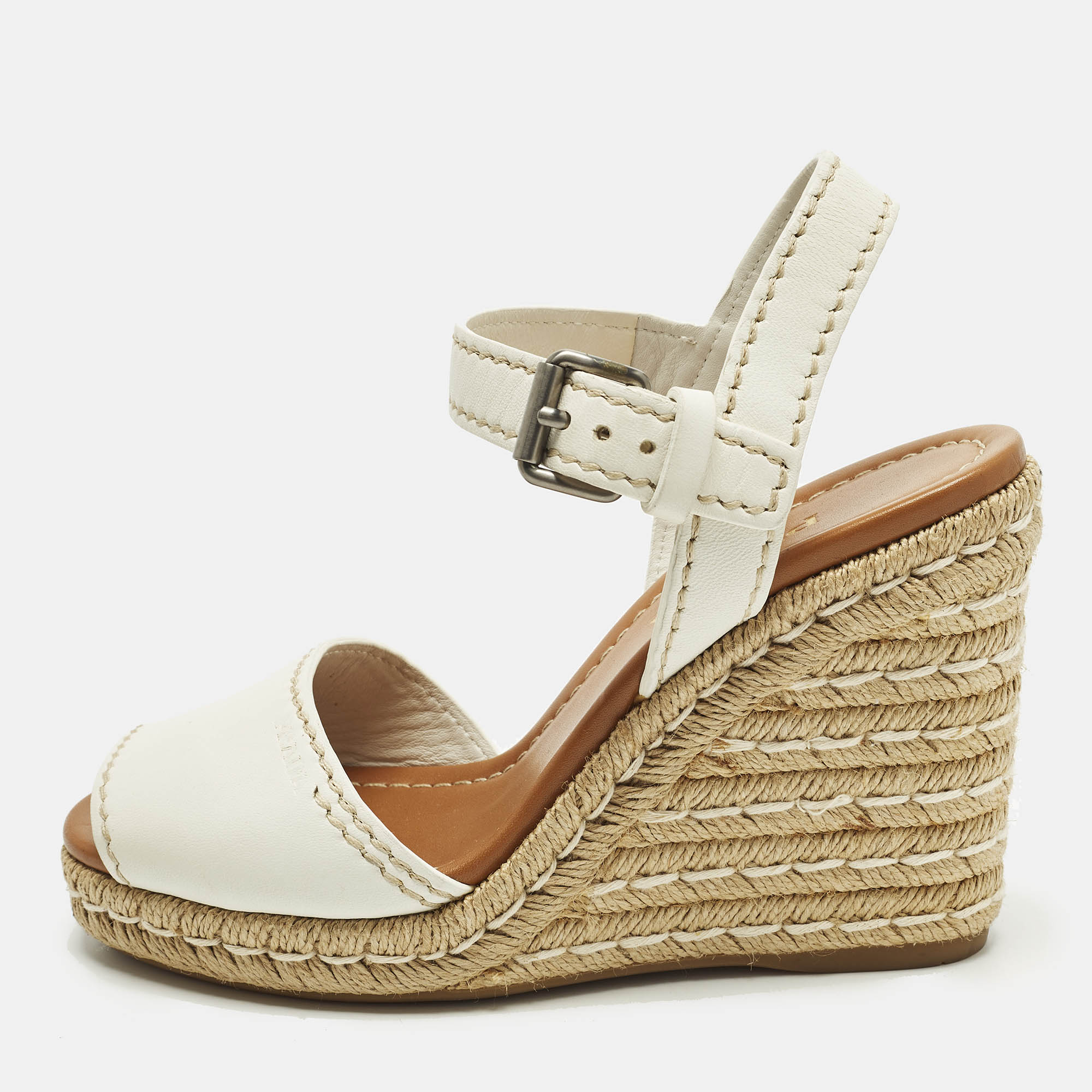 

Prada Flaviana Size  White Leather Ankle Strap Sandals
