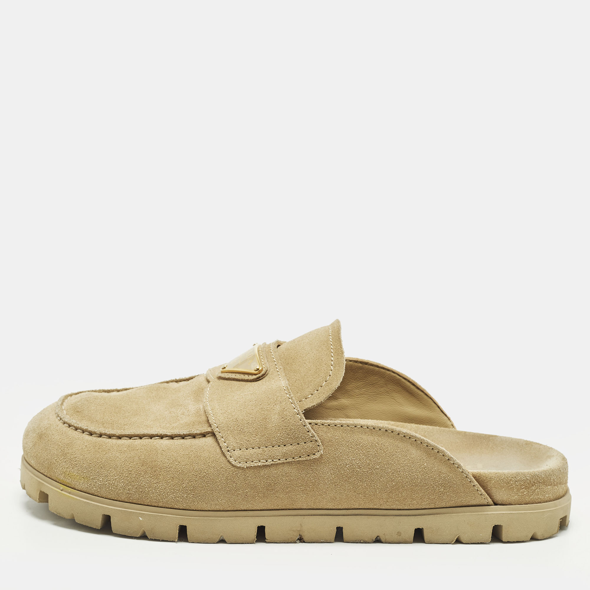 

Prada Size  Beige Suede Flat Mules