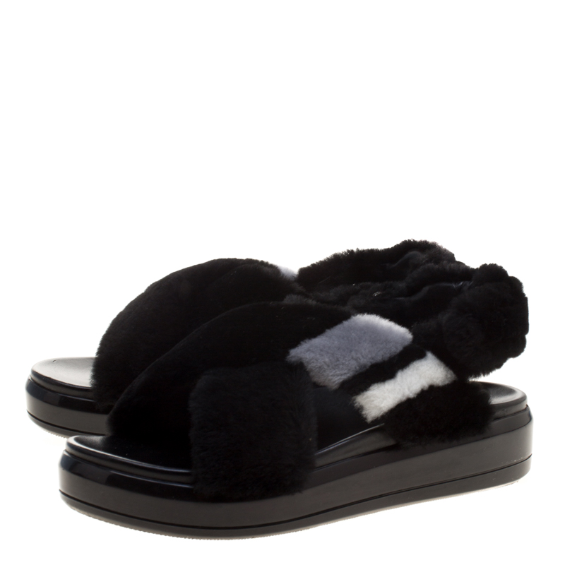 prada fur sandals