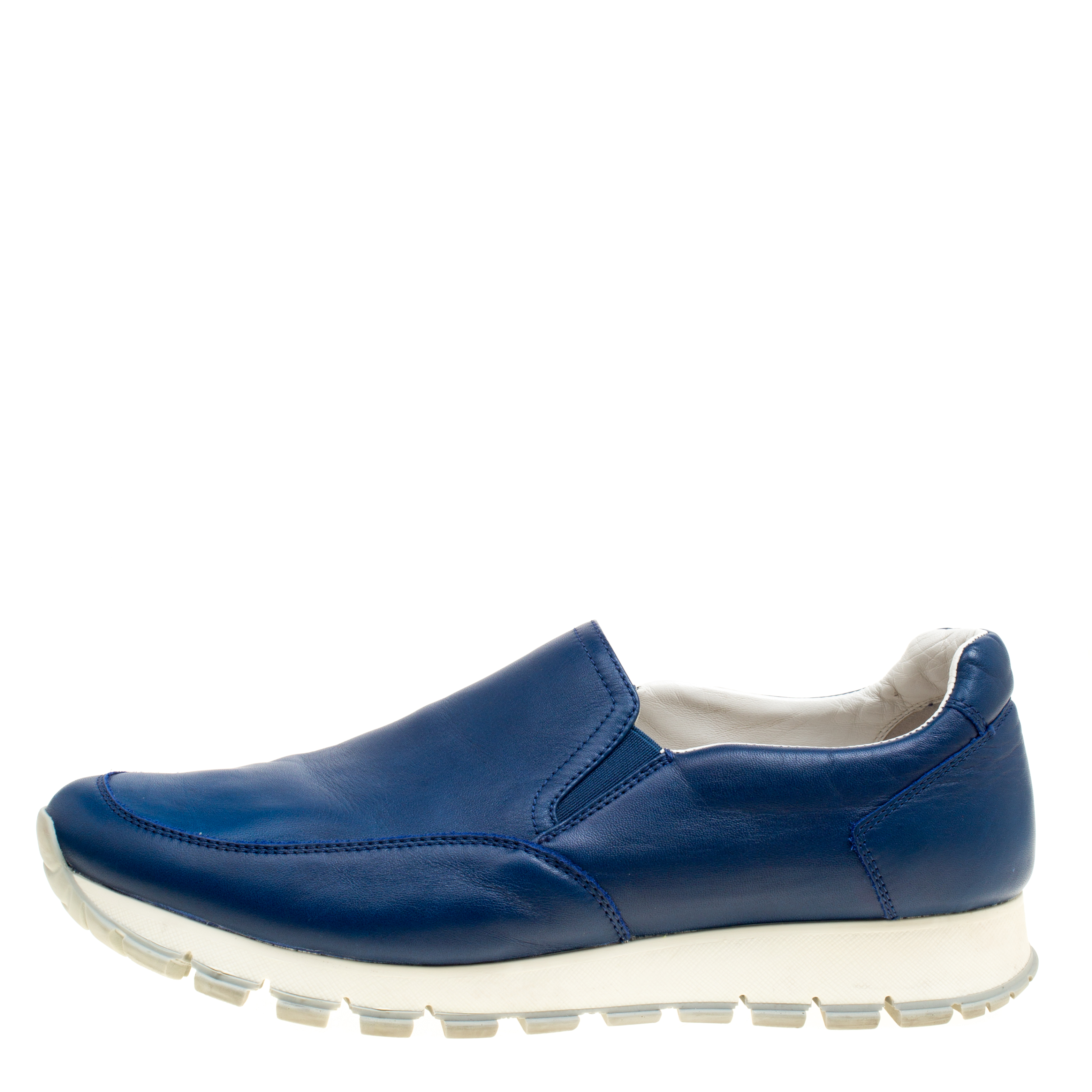 

Prada Blue Leather Linea Rossa Slip On Sneakers Size