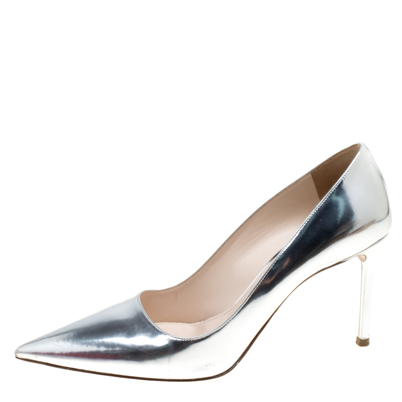 

Prada Metallic Silver Leather Pointed Toe Pumps Size