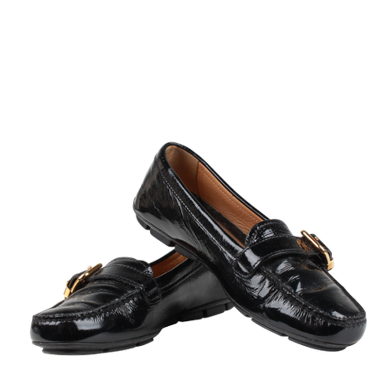 

Prada Black Leather Loafers Size