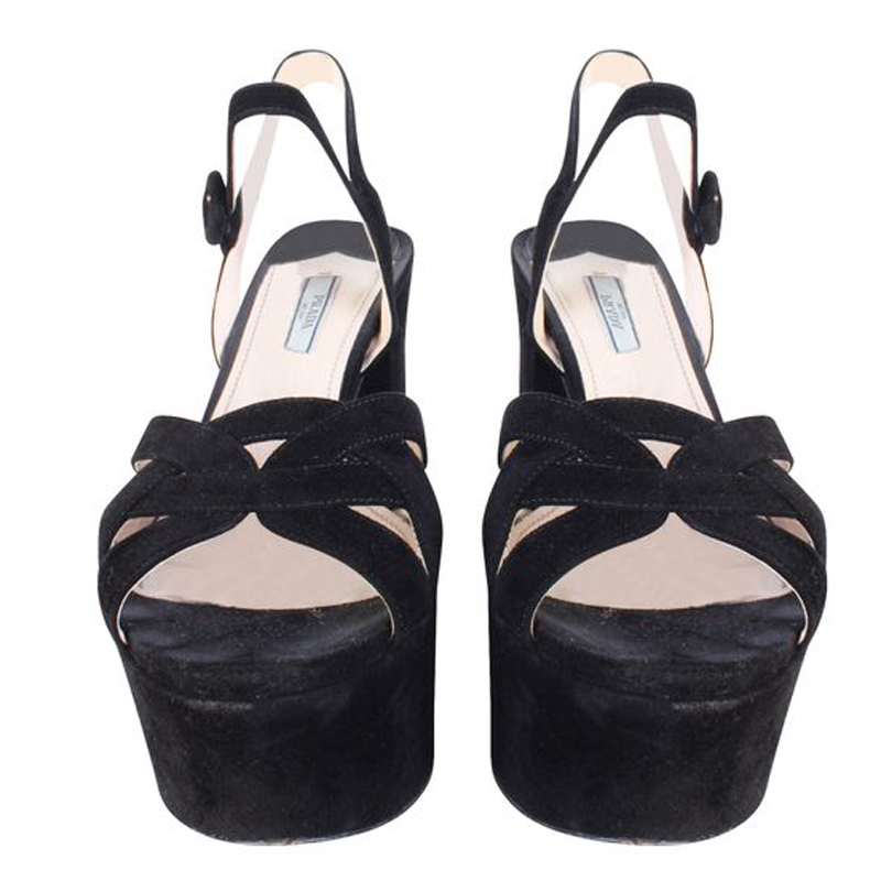 

Prada Black Suede Platform Sandals Size, Brown