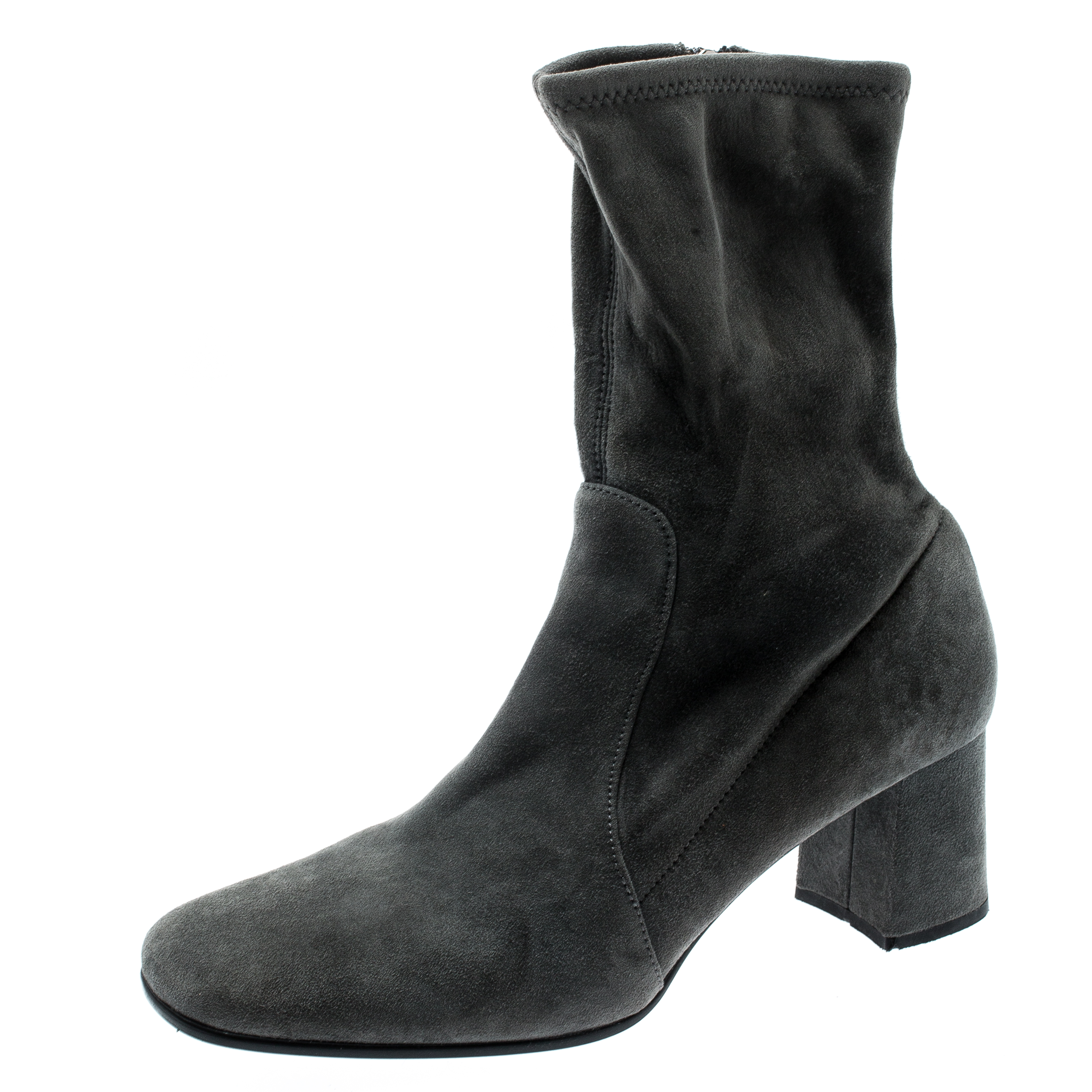 grey suede block heels