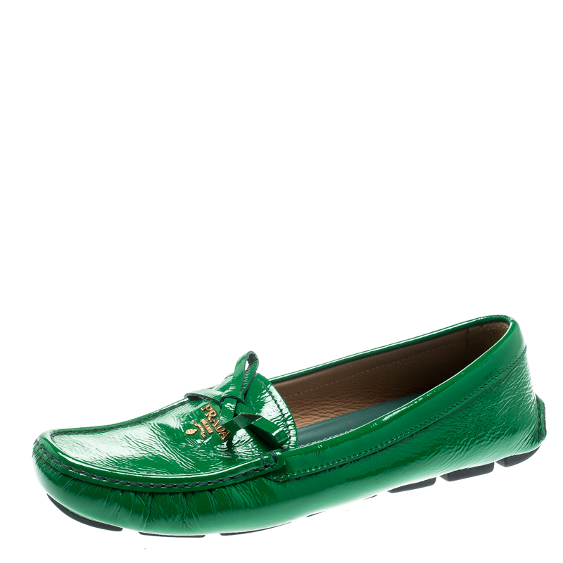 prada green loafers