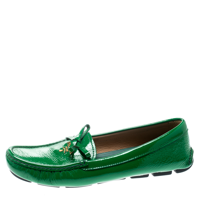 green prada loafers