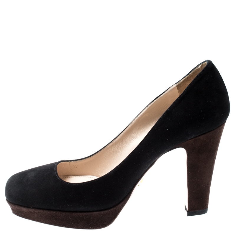 

Prada Black/Brown Suede Platform Pumps Size