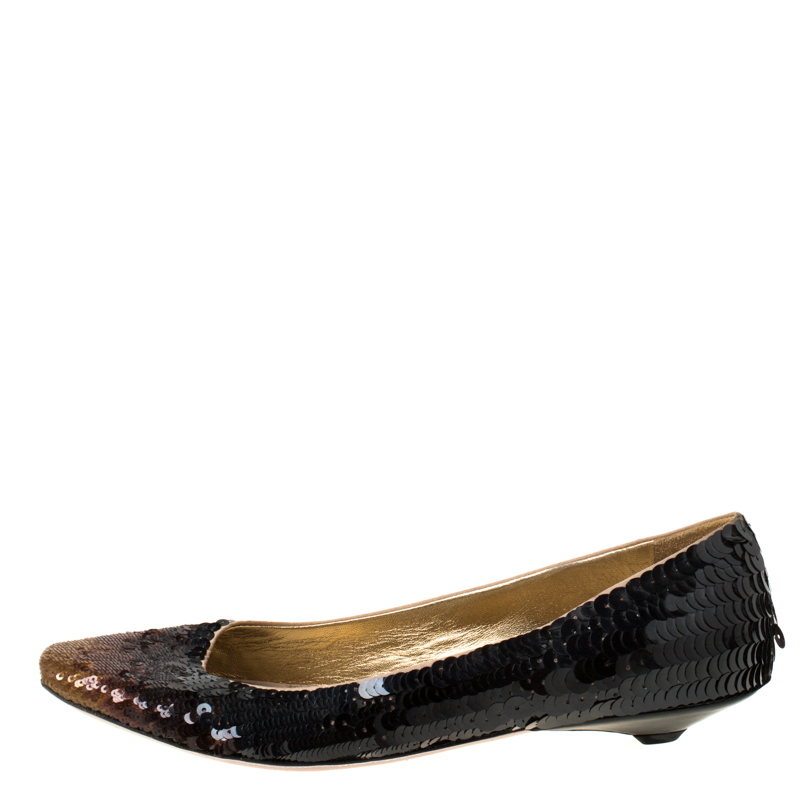 

Prada Balck Ombre Sequins Ballet Flats Size, Black