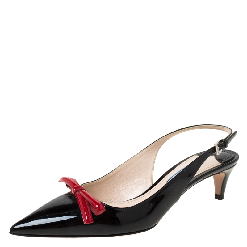 red patent slingbacks