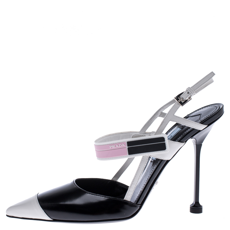 

Prada Multicolor Leather Pointed Toe Slingback Sandals Size