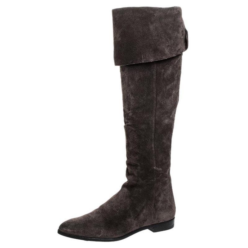 over the knee pointed toe flat boots