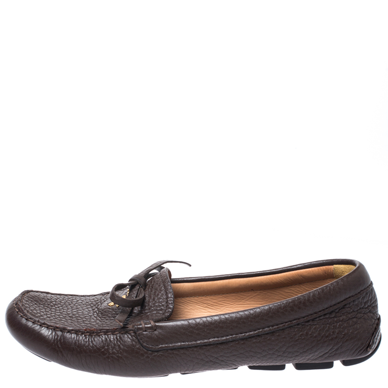 

Prada Brown Leather Bow Loafers Size
