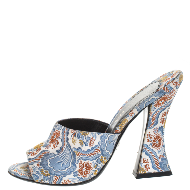 

Prada Multicolor Floral Silk Brocade Mule Sandals Size