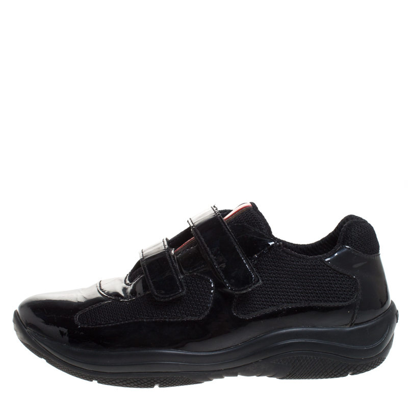 

Prada Black Mesh And Patent Leather America S Cup Sneakers Size