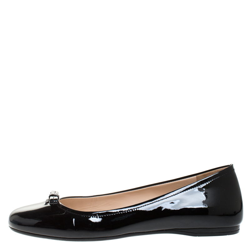 

Prada Black Patent Leather Bow Ballet Flats Size