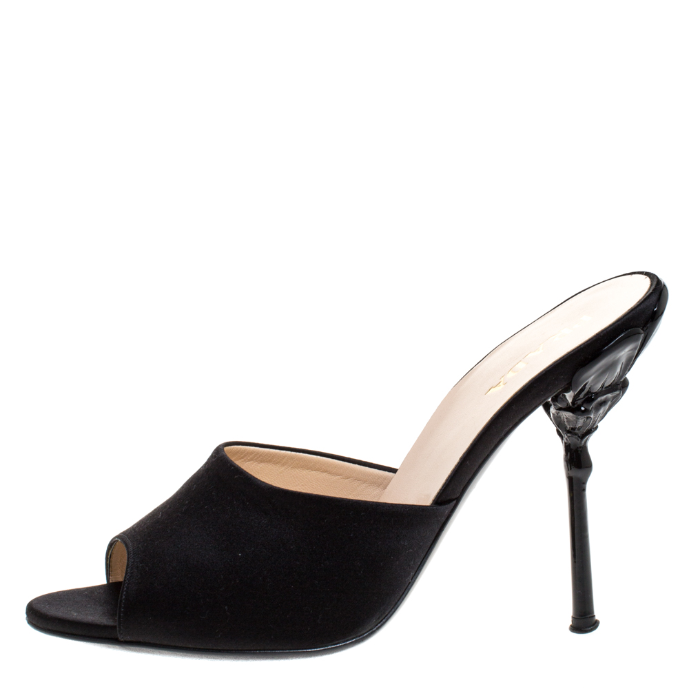 

Prada Black Satin Open Toe Sandals Size