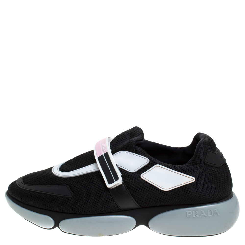 

Prada Monochrome Mesh Cloudbust Low Top Sneakers Size, Black