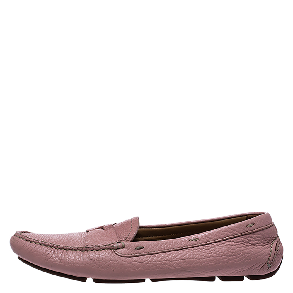 

Prada Pink Leather Penny Slip On Loafers Size