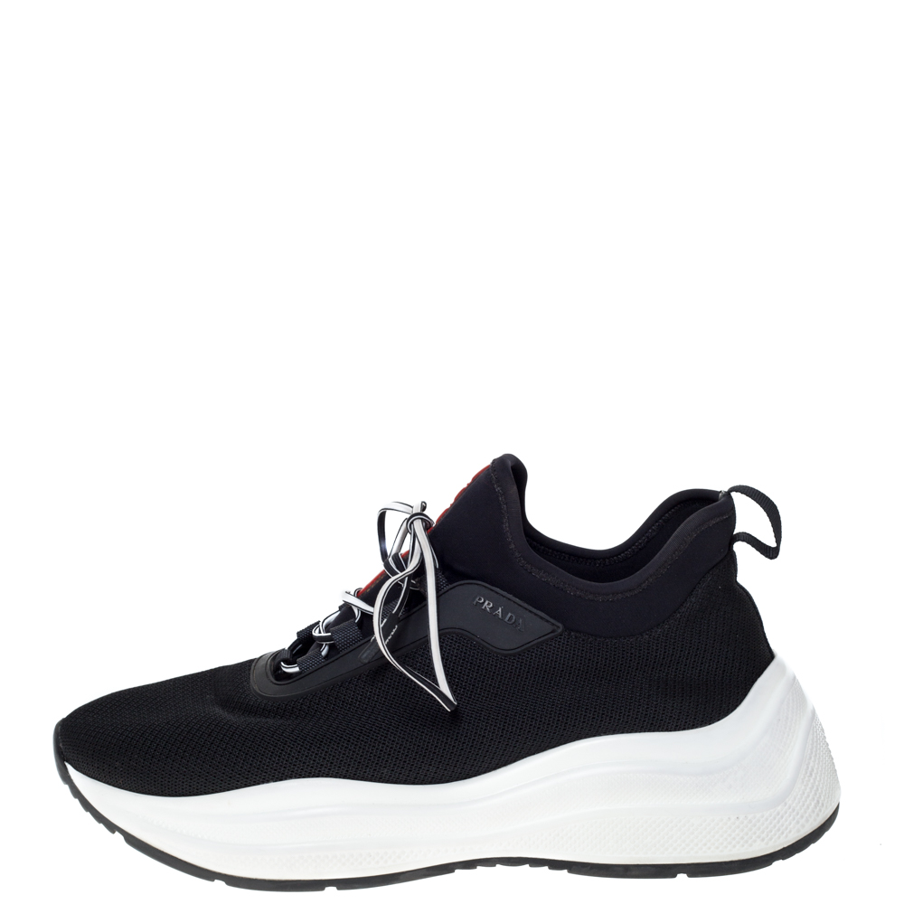 

Prada Black Mesh America's Cup Lace Up Sneakers Size