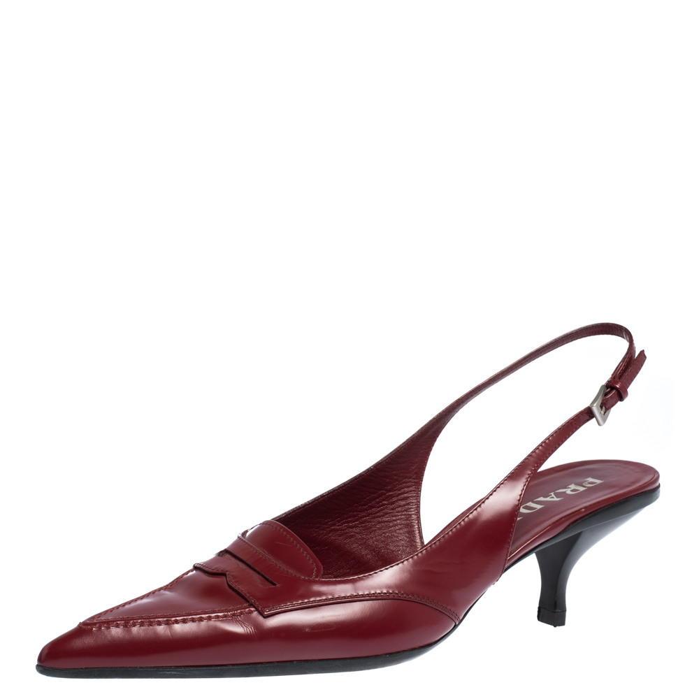 red leather slingback shoes