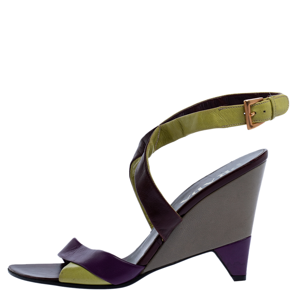

Prada Multicolor Leather Ankle Strap Sandals Size