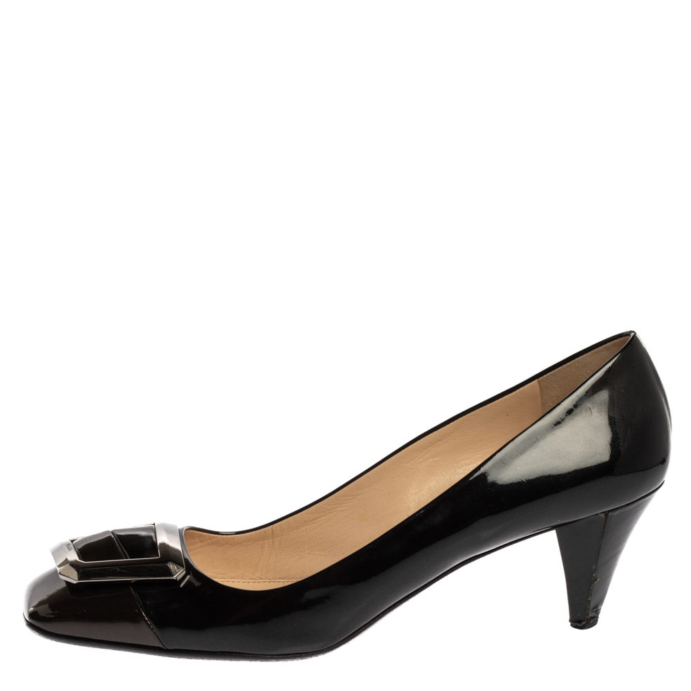 

Prada Black Patent Leather Square Buckle Pumps Size