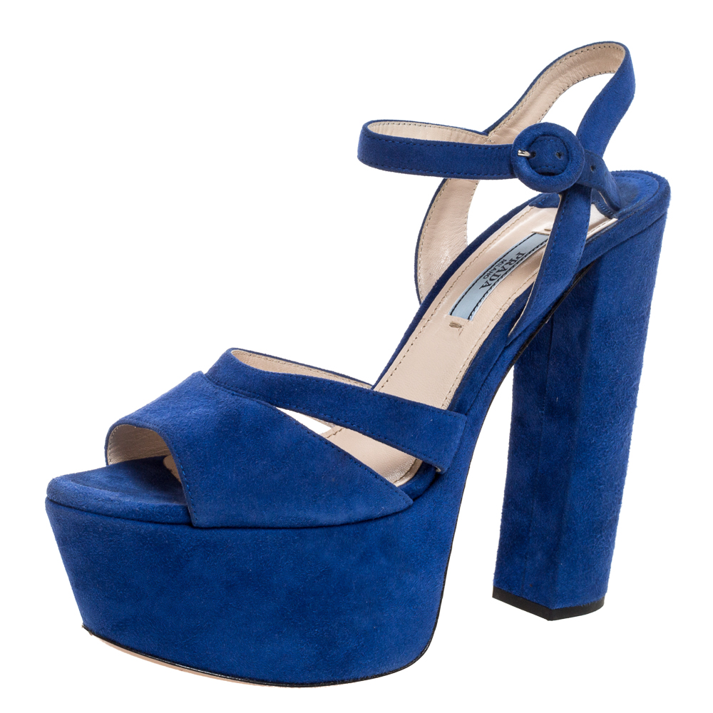 blue suede platform shoes