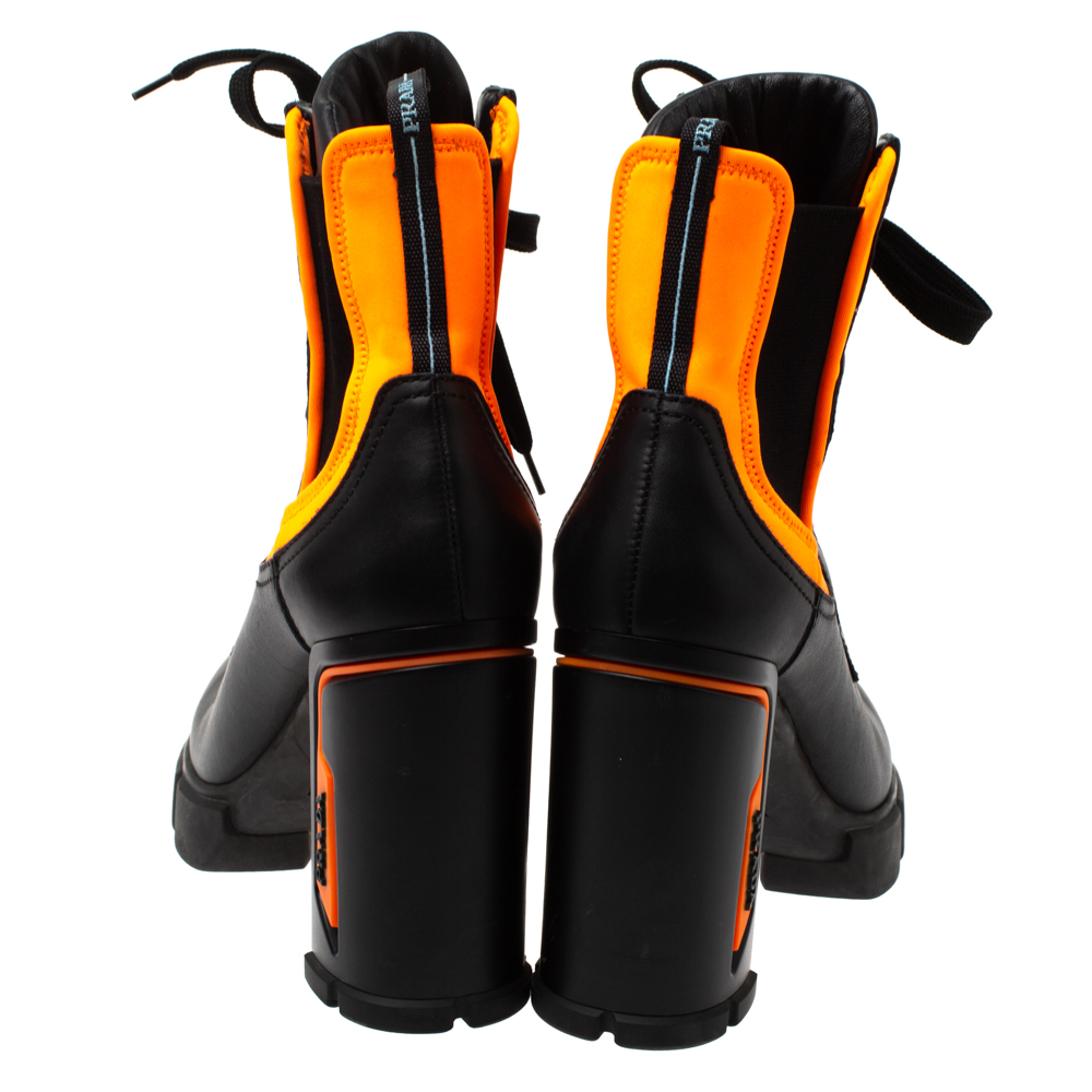 prada orange and black boots