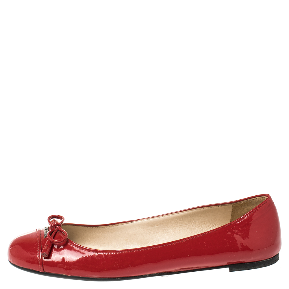 

Prada Red Patent Leather Bow Ballet Flats Size