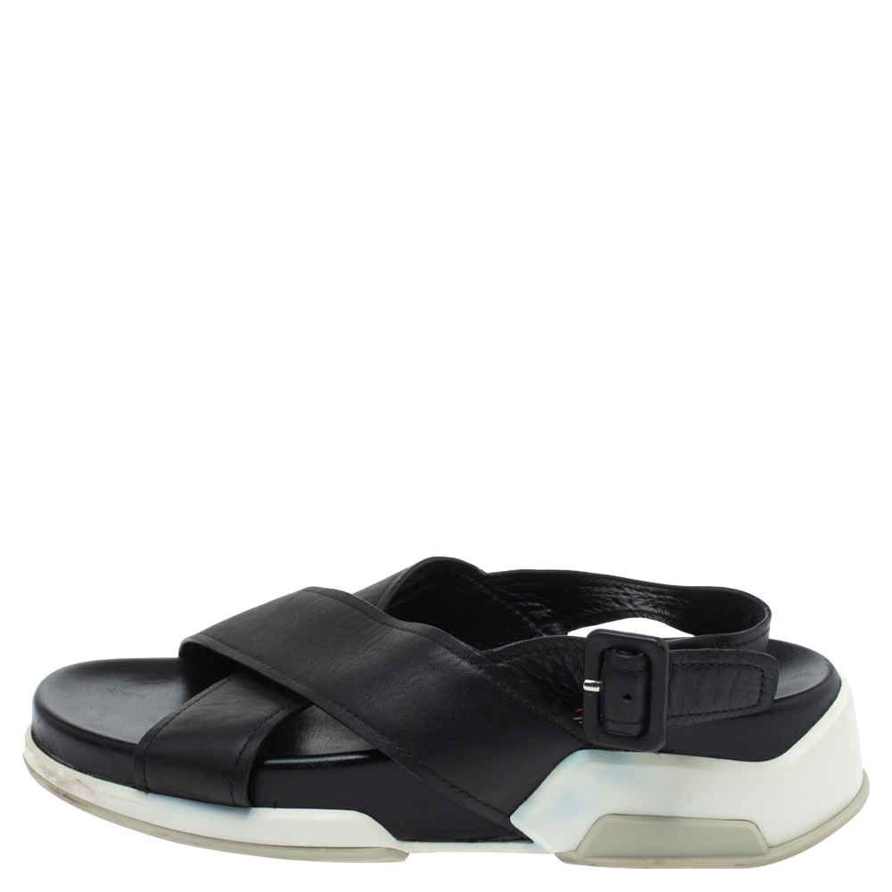 

Prada Black Leather Crossover Flats Size