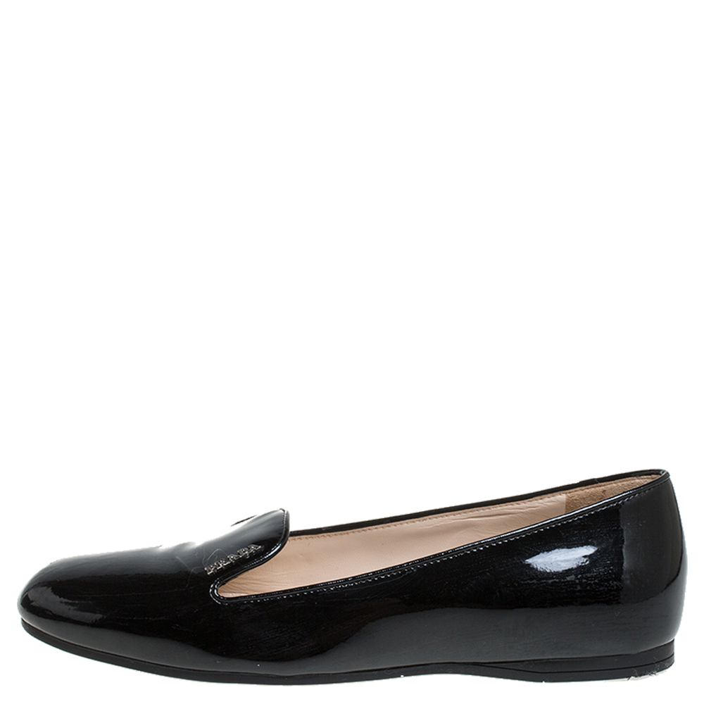 

Prada Black Patent Leather Slip On Loafers Size