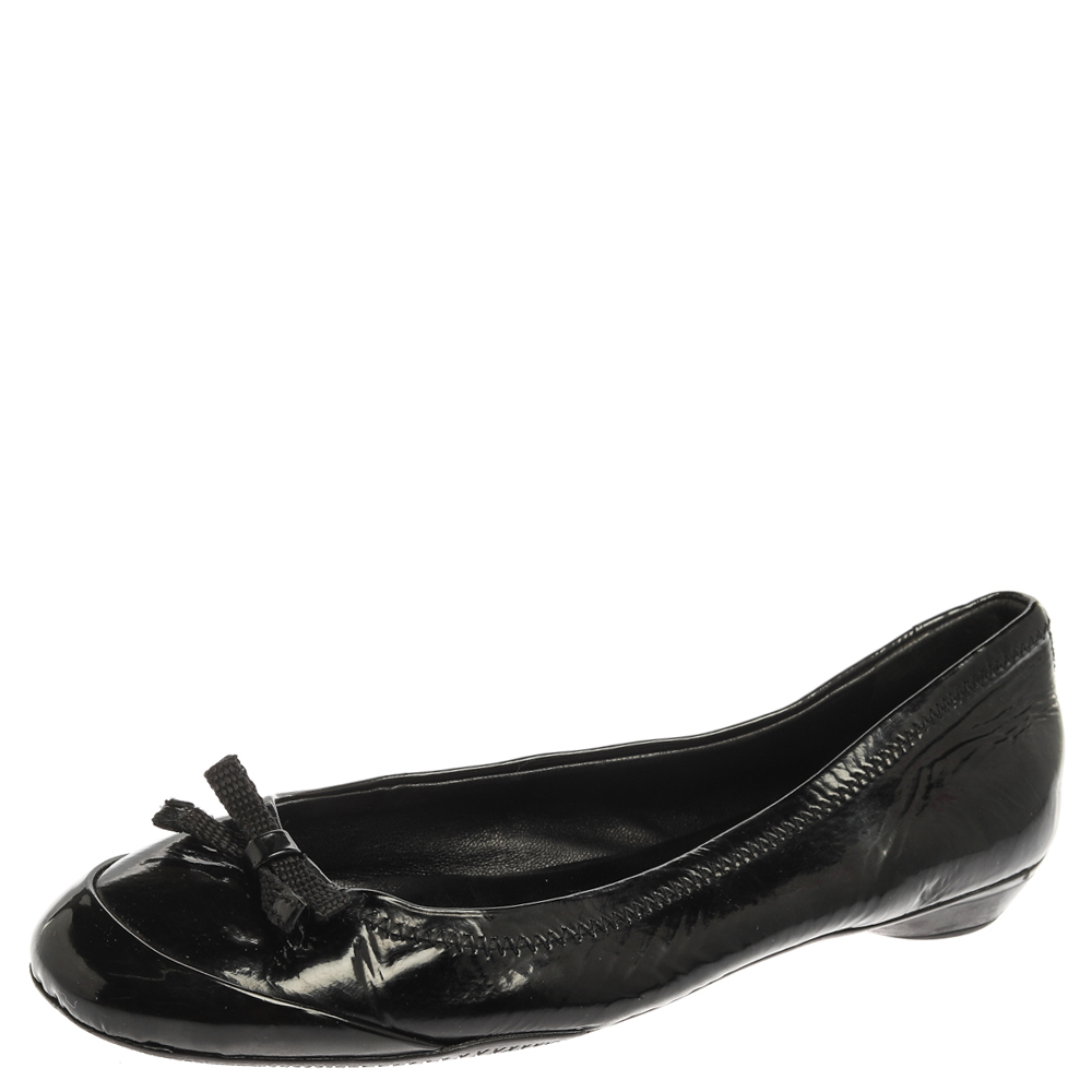 

Prada Black Patent Leather Bow Ballet Flats Size