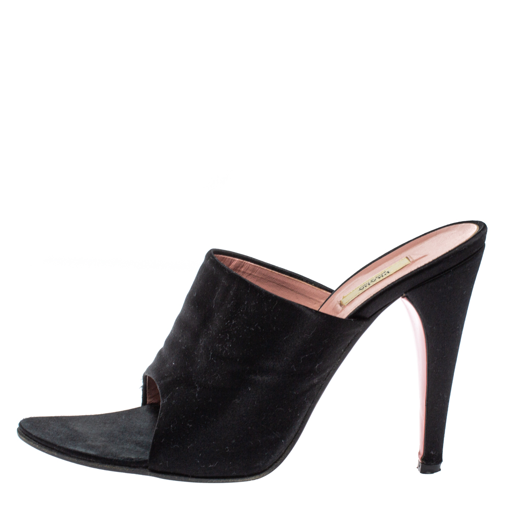 

Prada Black Satin Vintage Pointed Toe Slide Sandals Size