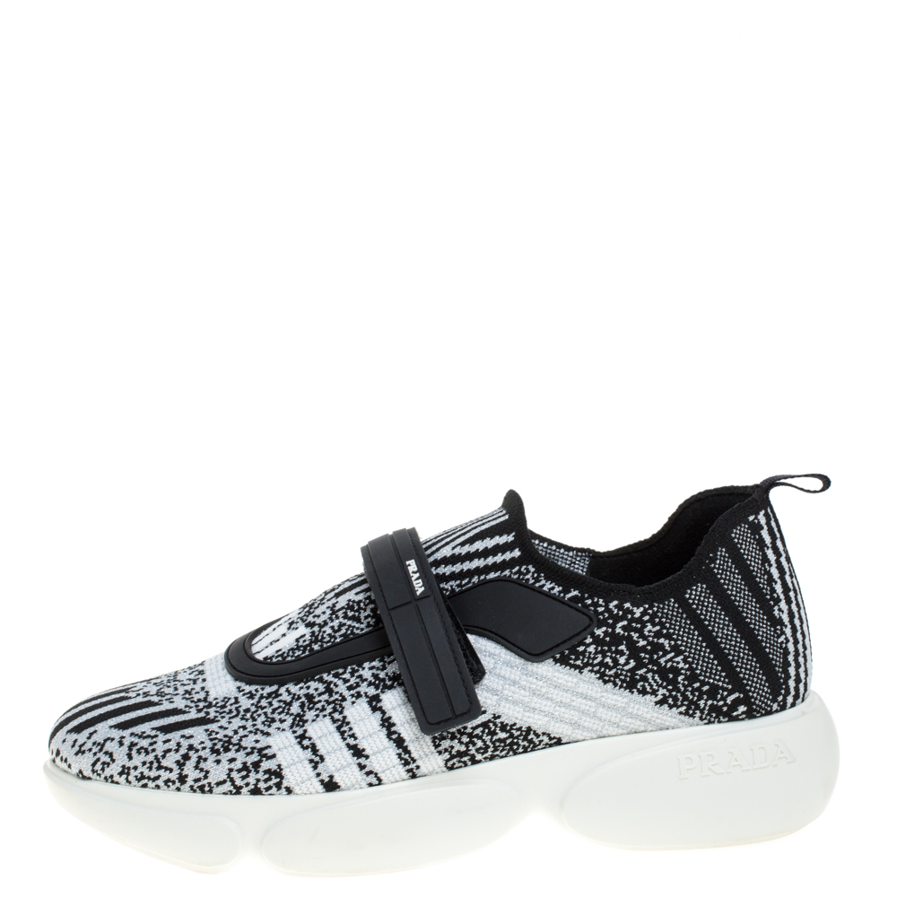 

Prada Black/White Lurex Cloudbust Sneakers Size